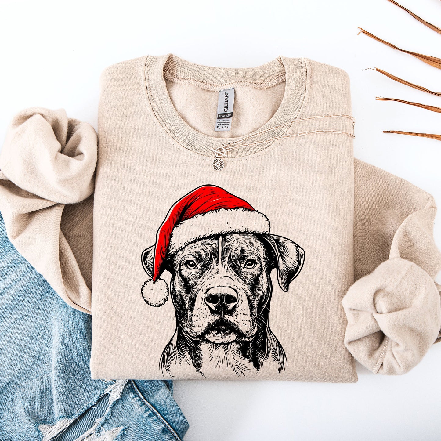 Pitbull, Santa, Dog, Christmas, Dog Lover, Pet Sweatshirt