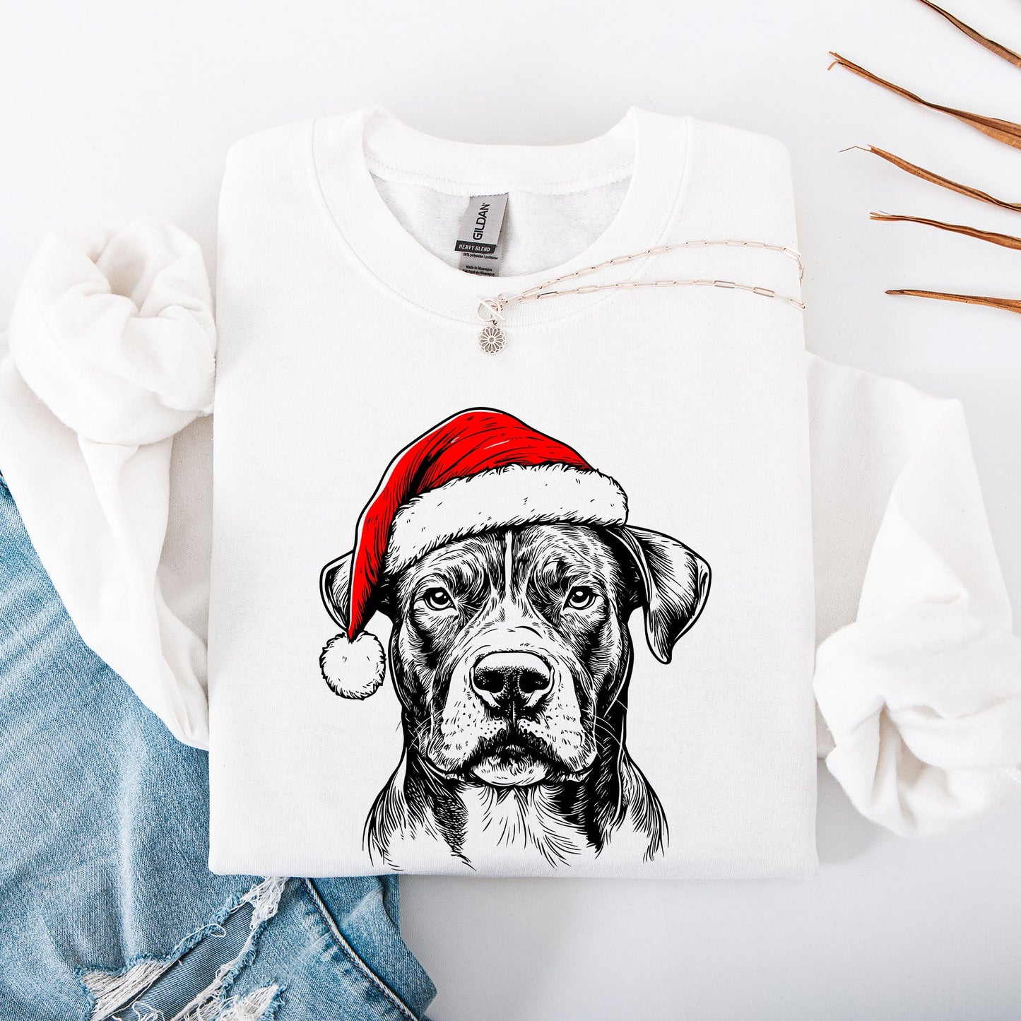 Pitbull, Santa, Dog, Christmas, Dog Lover, Pet Sweatshirt