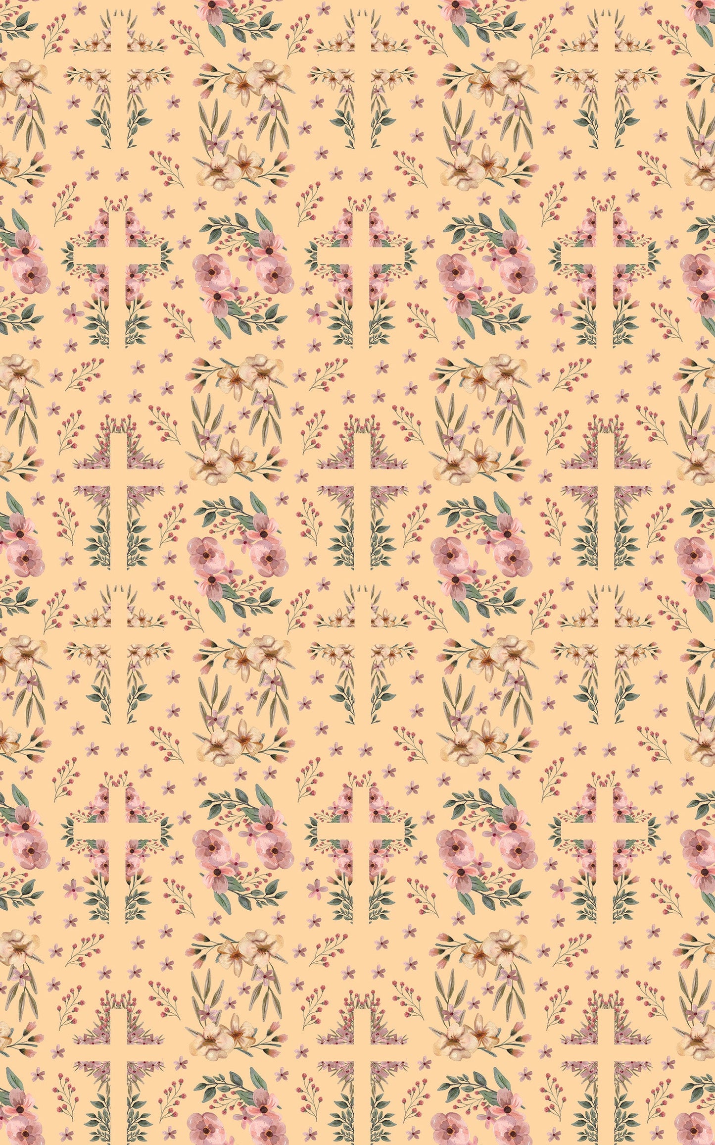 Easter Floral Cross - Orange Cream