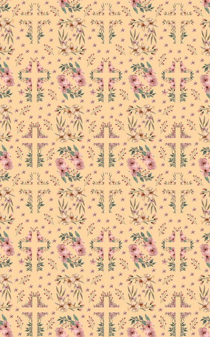 Easter Floral Cross - Orange Cream