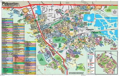 Pleasanton Map, Alameda County, CA - POSTER PRINTS