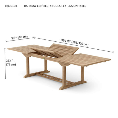 Bahama 118" Rectangular Extension Table