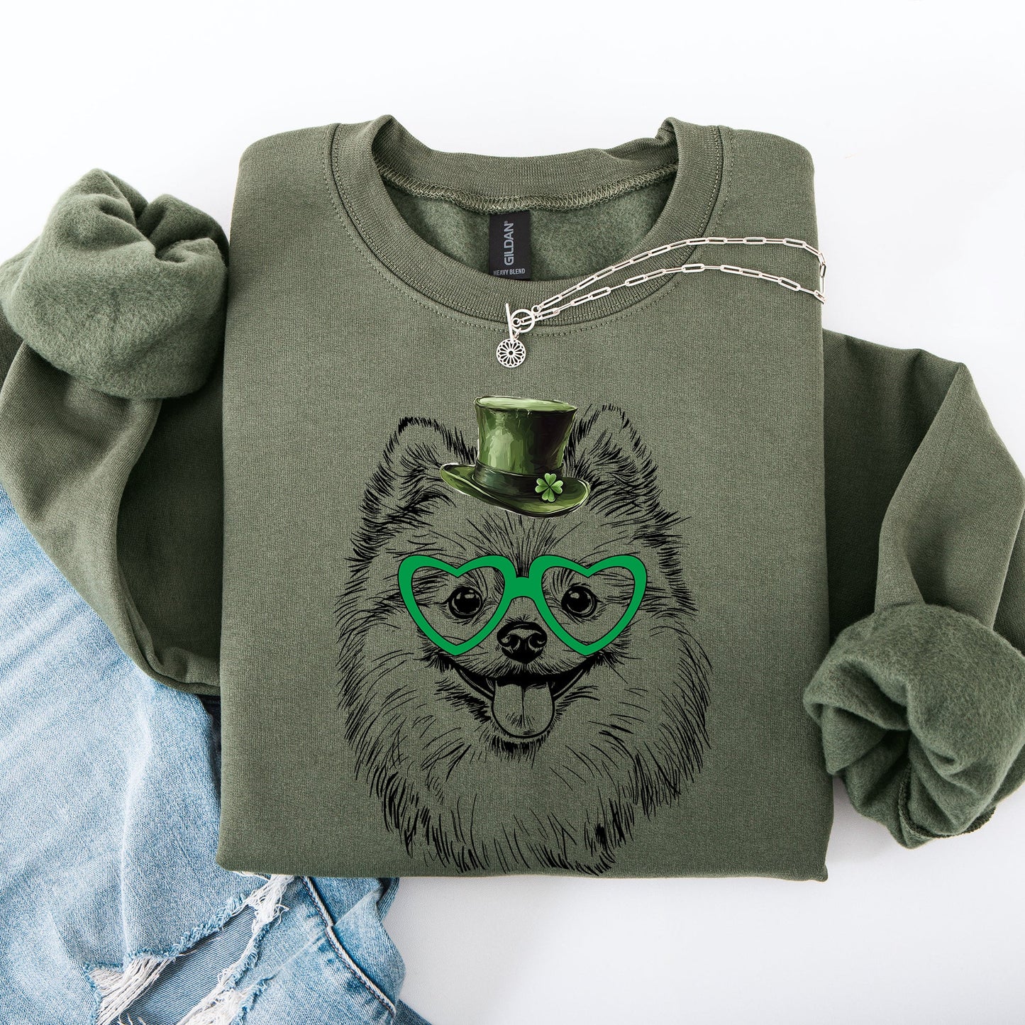 Pomeranian, Adorable Dog, St Patrick's Day, Lucky, Irish Sweatshirt