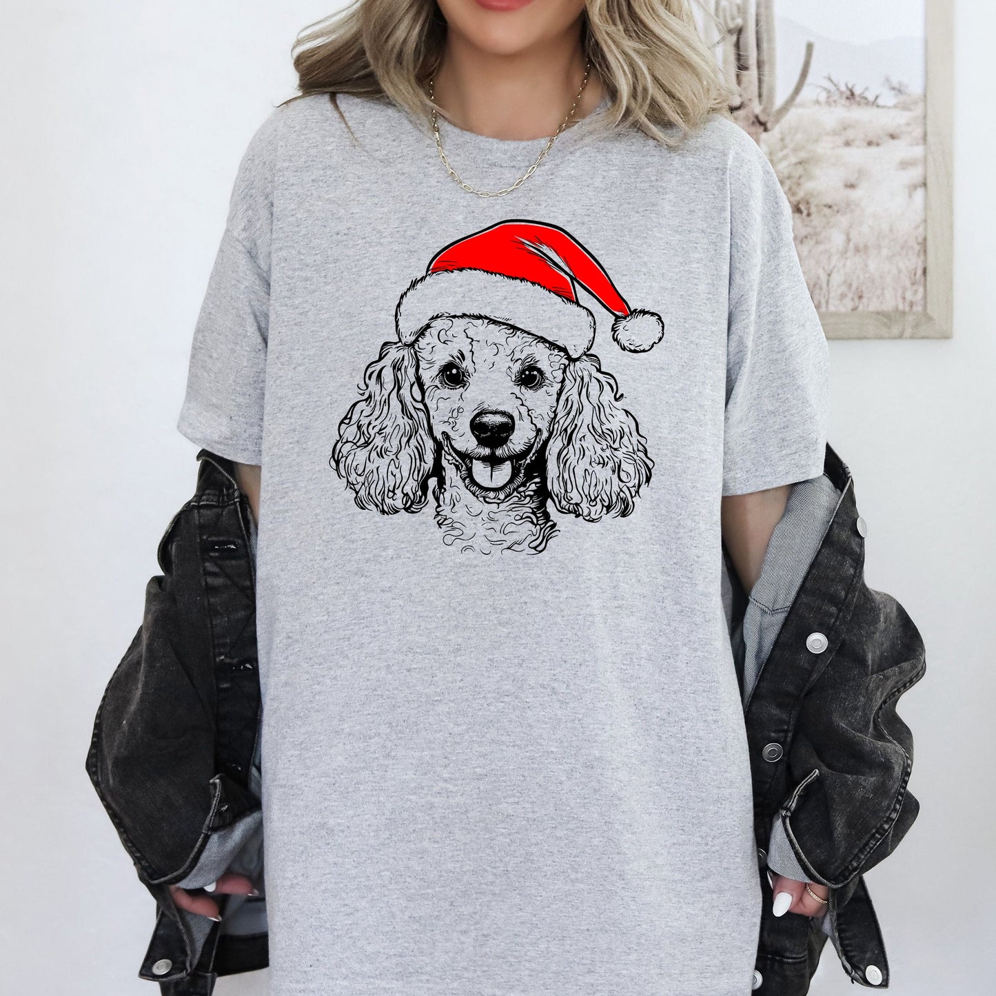 Poodle, Santa, Dog, Christmas, Dog Lover, Pet T-Shirt Comfort Colors T-Shirt