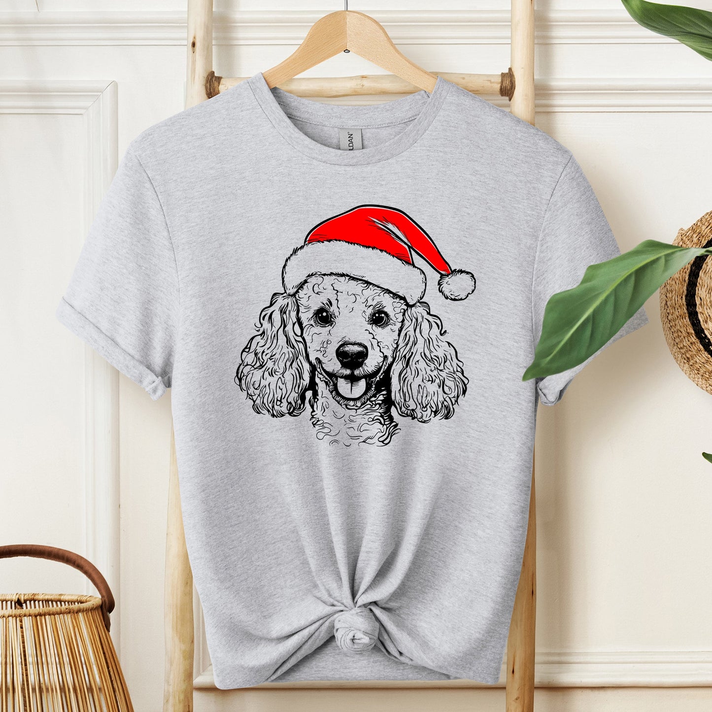 Poodle, Santa, Dog, Christmas, Dog Lover, Pet T-Shirt Comfort Colors T-Shirt