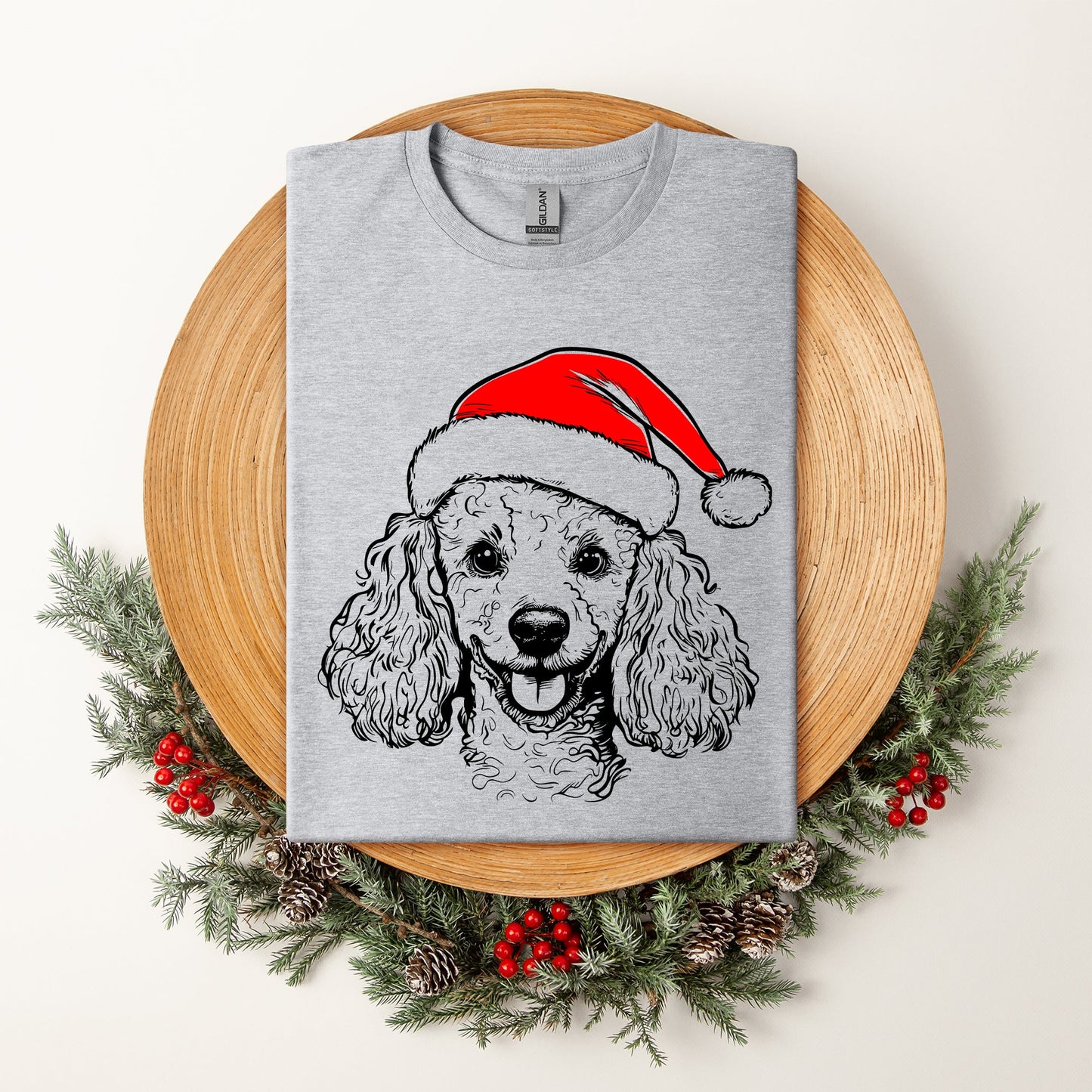 Poodle, Santa, Dog, Christmas, Dog Lover, Pet T-Shirt Comfort Colors T-Shirt