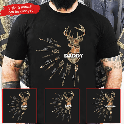 Hunting Dad Grandpa With Kids Names - Personalized Custom T Shirt - Father's Day Gift for Dad, Papa, Grandpa, Daddy, Dada