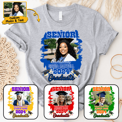 Custom Photo Graduation Senior 2025 - Personalized Custom T Shirt - Senior, Class of 2024 Graduate, Grandson, Granddaughter, Daughter, Son, Best Friends