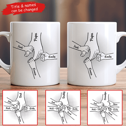 Best Papa Ever Holding Hand - Personalized Mug - Custom Father's Day, Birthday Gift For Dad, Papa, Grandpa