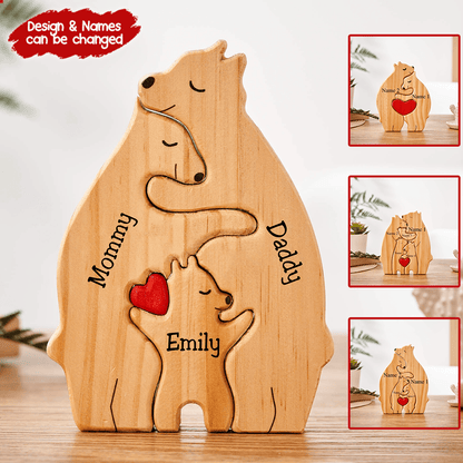 We Are One Wooden Bear Family Puzzle -  Gift for Family Members, Parent, Grandparent, Mom and Dad, Grandma & Grandpa, Mother's Day, Father's Day