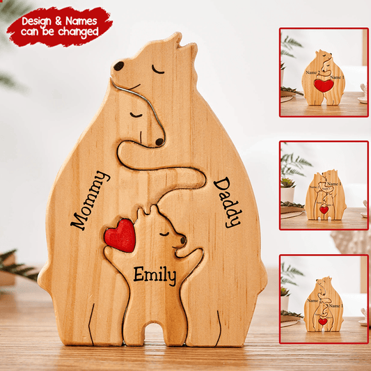 We Are One Wooden Bear Family Puzzle -  Gift for Family Members, Parent, Grandparent, Mom and Dad, Grandma & Grandpa, Mother's Day, Father's Day