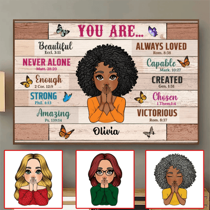 Custom Inspirational Wall Art - Bible Verses - Personalized Canvas Gift for Women, Mom, Wife, Daughter, Girlfriend, Black History, Christian