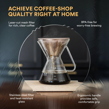 Pour Over Coffee Maker with Filter - 500ml/17oz