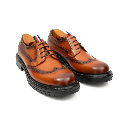 Premium Men's Classic Derby Brogue Shoes Brwon