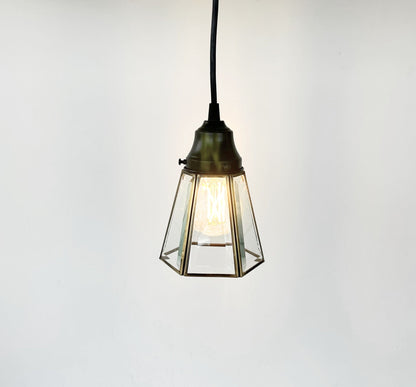Clear Glass and Brass Wall Sconce or Pendant Light