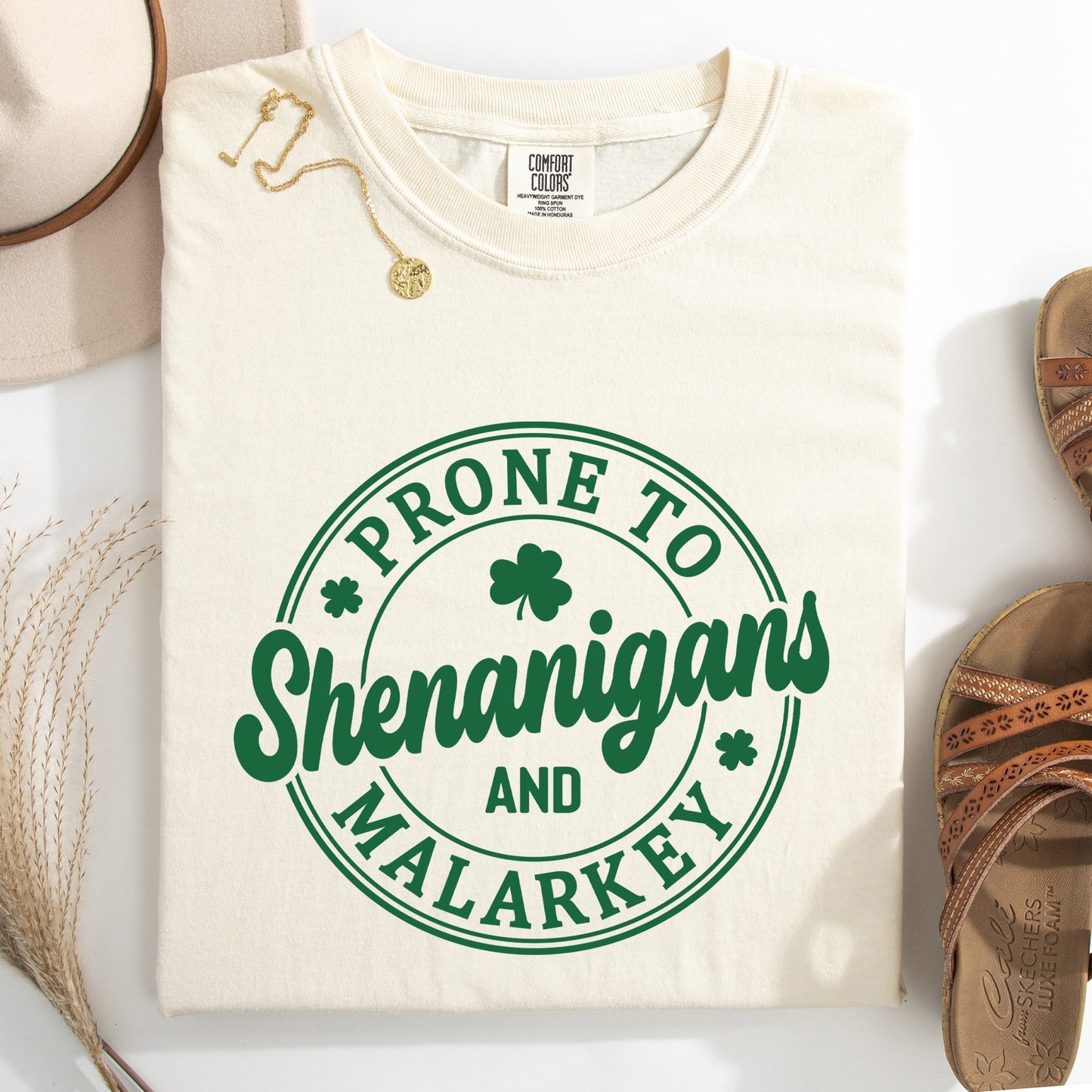 Prone to Shenanigans and Malarkey, St Patrick's Day, Shamrock, Clover, Lucky, Leprechaun Tshirt Comfort Colors T-Shirt