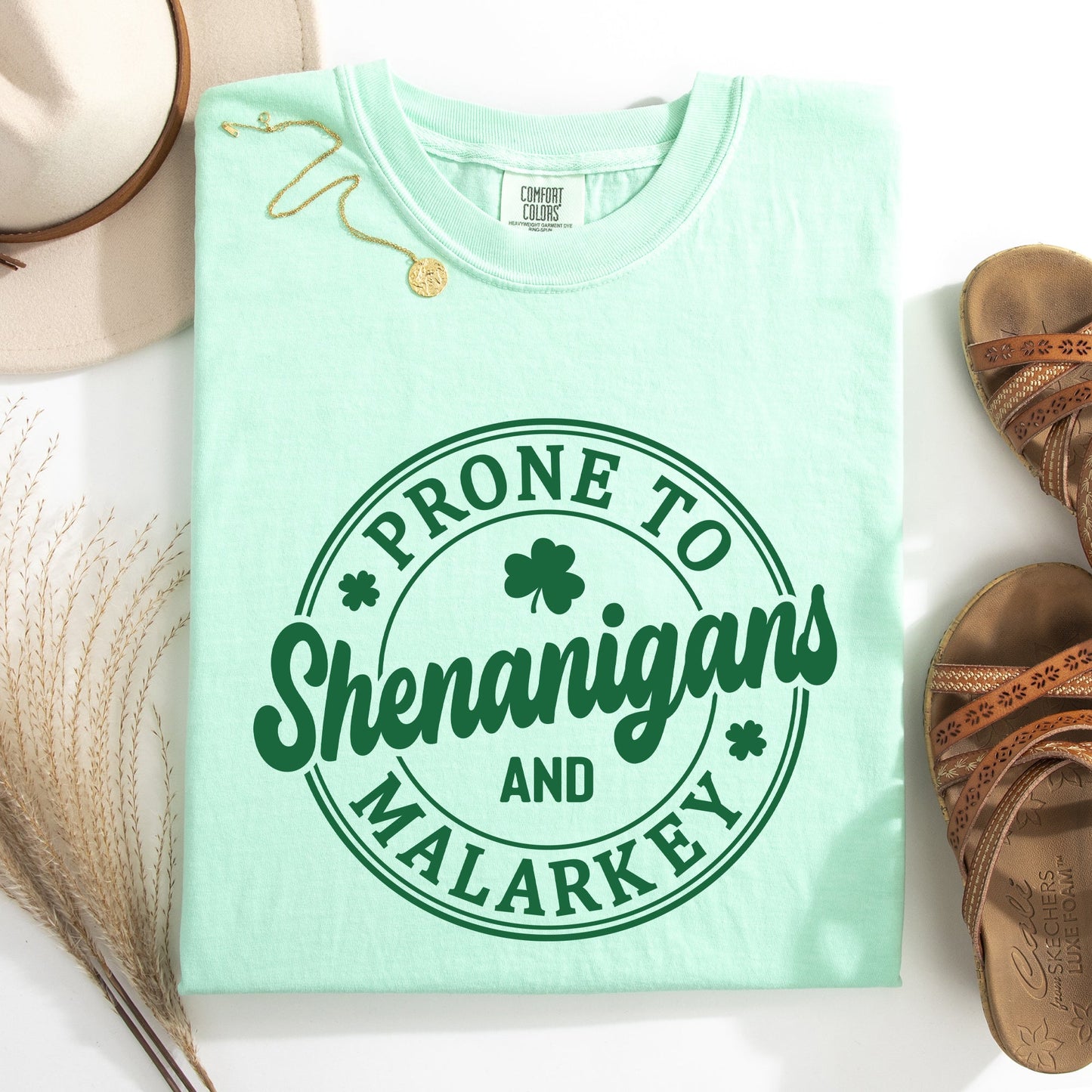 Prone to Shenanigans and Malarkey, St Patrick's Day, Shamrock, Clover, Lucky, Leprechaun Tshirt Comfort Colors T-Shirt