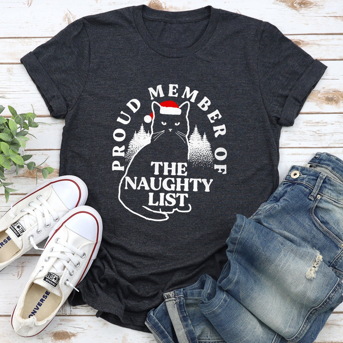 Proud Member Of The Naughty List, Cat, Christmasa, Santa Super Soft Tshirt