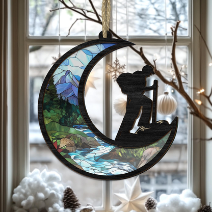 Hiker Ornament - Personalized Window Hanging Suncatcher Ornament - Gift for Men Women, Hiking Lovers, Hiker Christmas Gift, Travel Gift