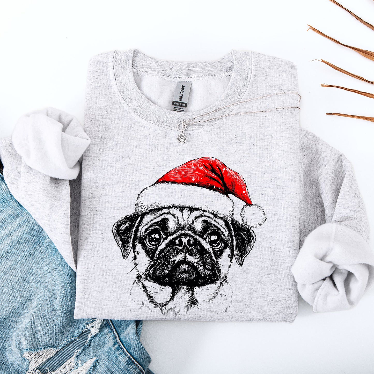 Pug, Santa, Dog, Christmas, Dog Lover, Pet Sweatshirt