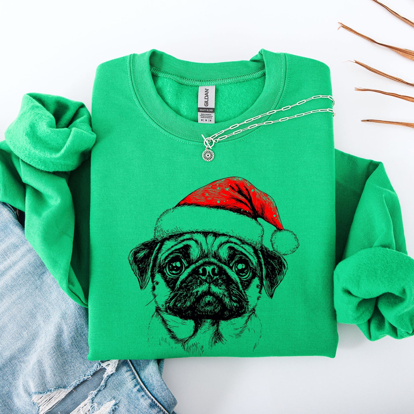 Pug, Santa, Dog, Christmas, Dog Lover, Pet Sweatshirt