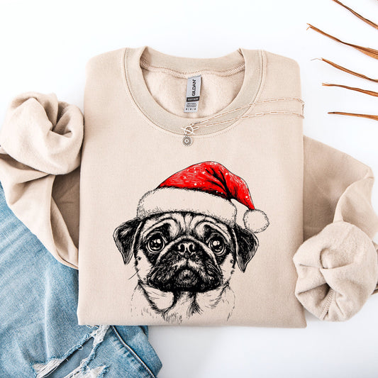 Pug, Santa, Dog, Christmas, Dog Lover, Pet Sweatshirt