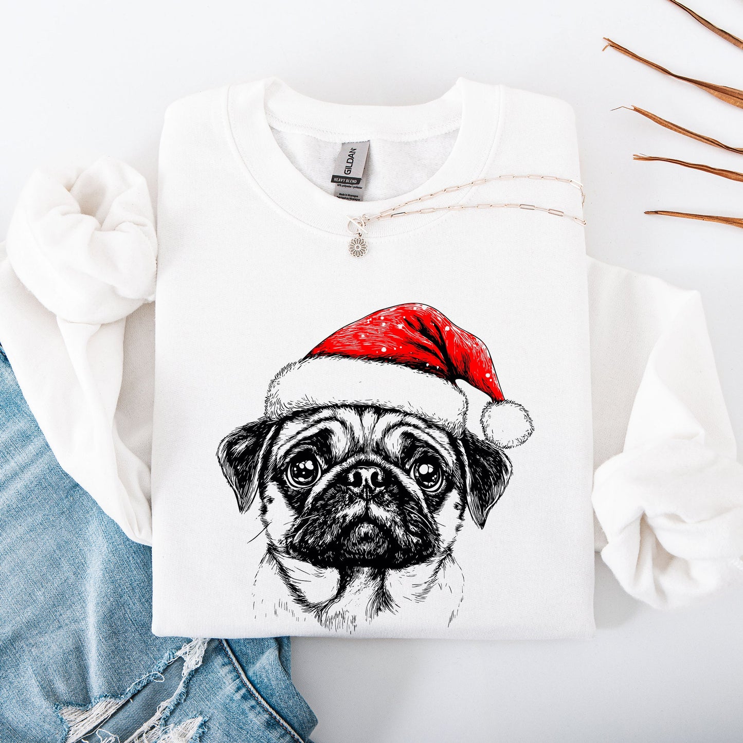 Pug, Santa, Dog, Christmas, Dog Lover, Pet Sweatshirt