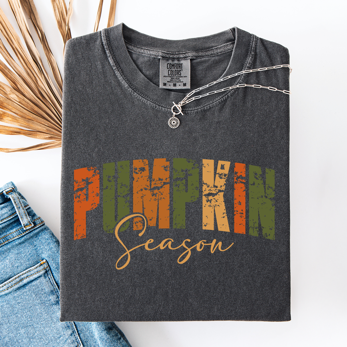 Pumpkin Season, Fall Retro Varsity, Autumn, Comfort Colors T-Shirt