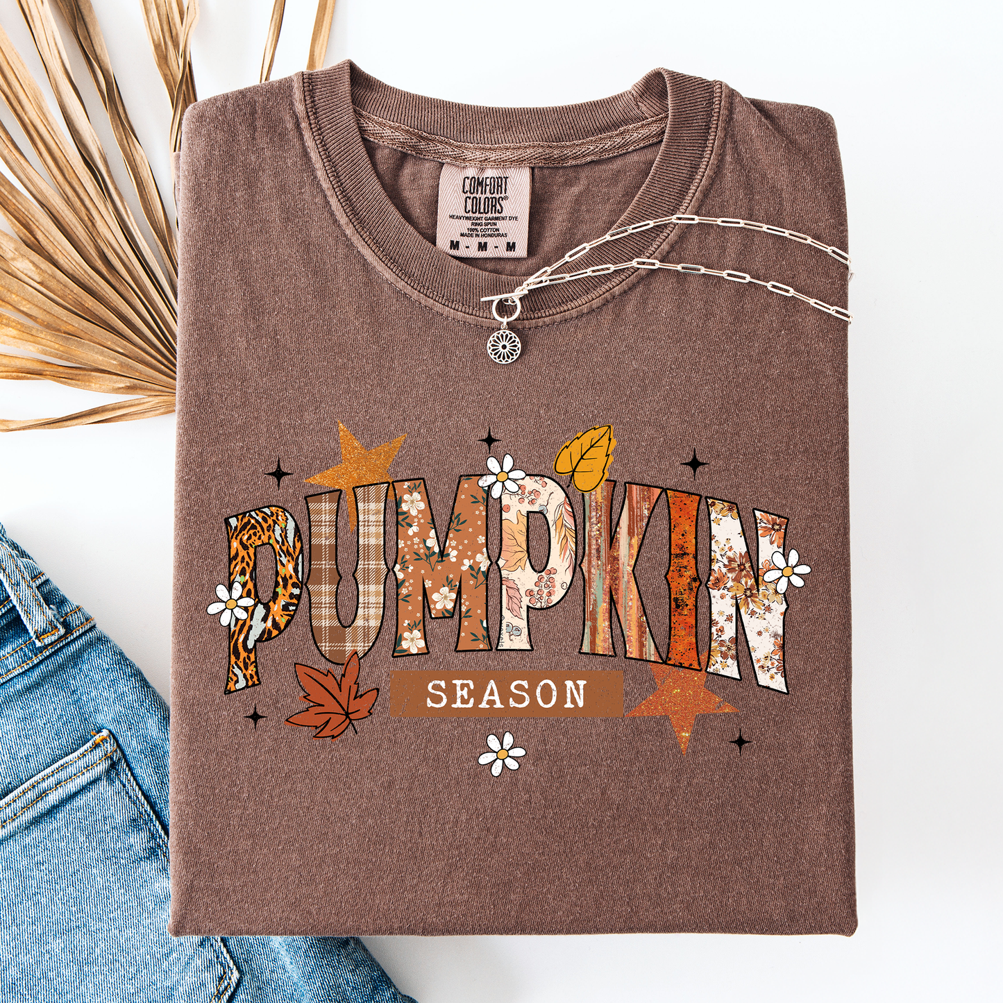 Pumpkin Season, Stars and Leaves, Autumn, Fall, Comfort Colors T-Shirt