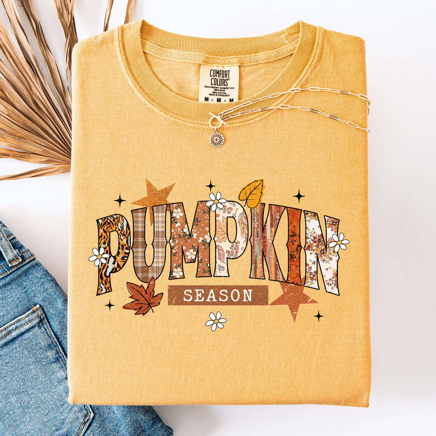Pumpkin Season, Stars and Leaves, Autumn, Fall, Comfort Colors T-Shirt