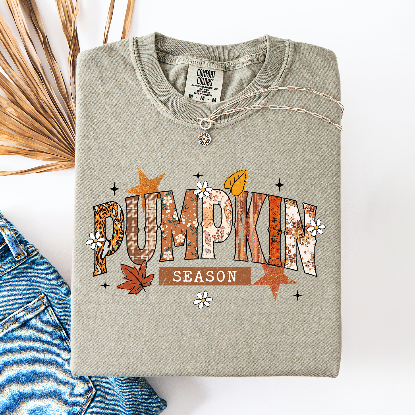 Pumpkin Season, Stars and Leaves, Autumn, Fall, Comfort Colors T-Shirt