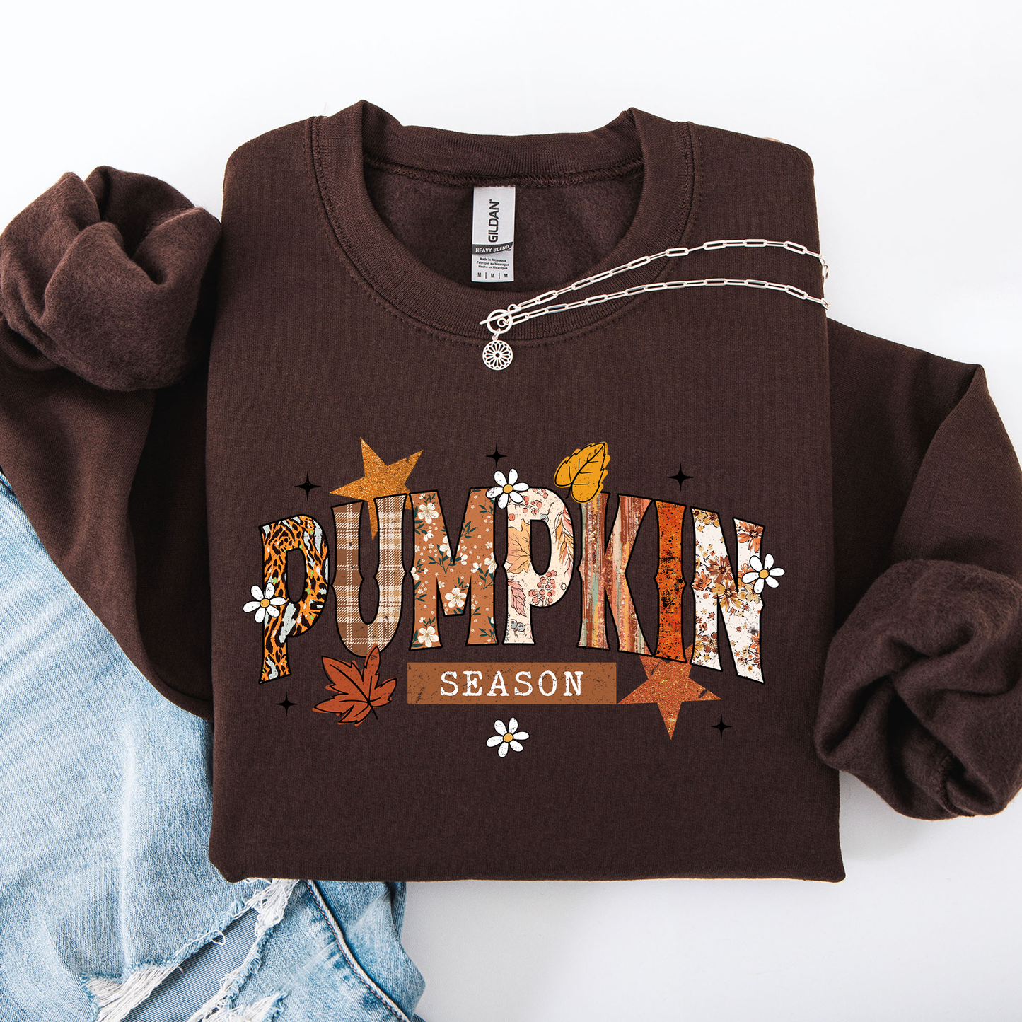 Pumpkin Season, Stars and Leaves, Autumn, Fall Sweatshirt
