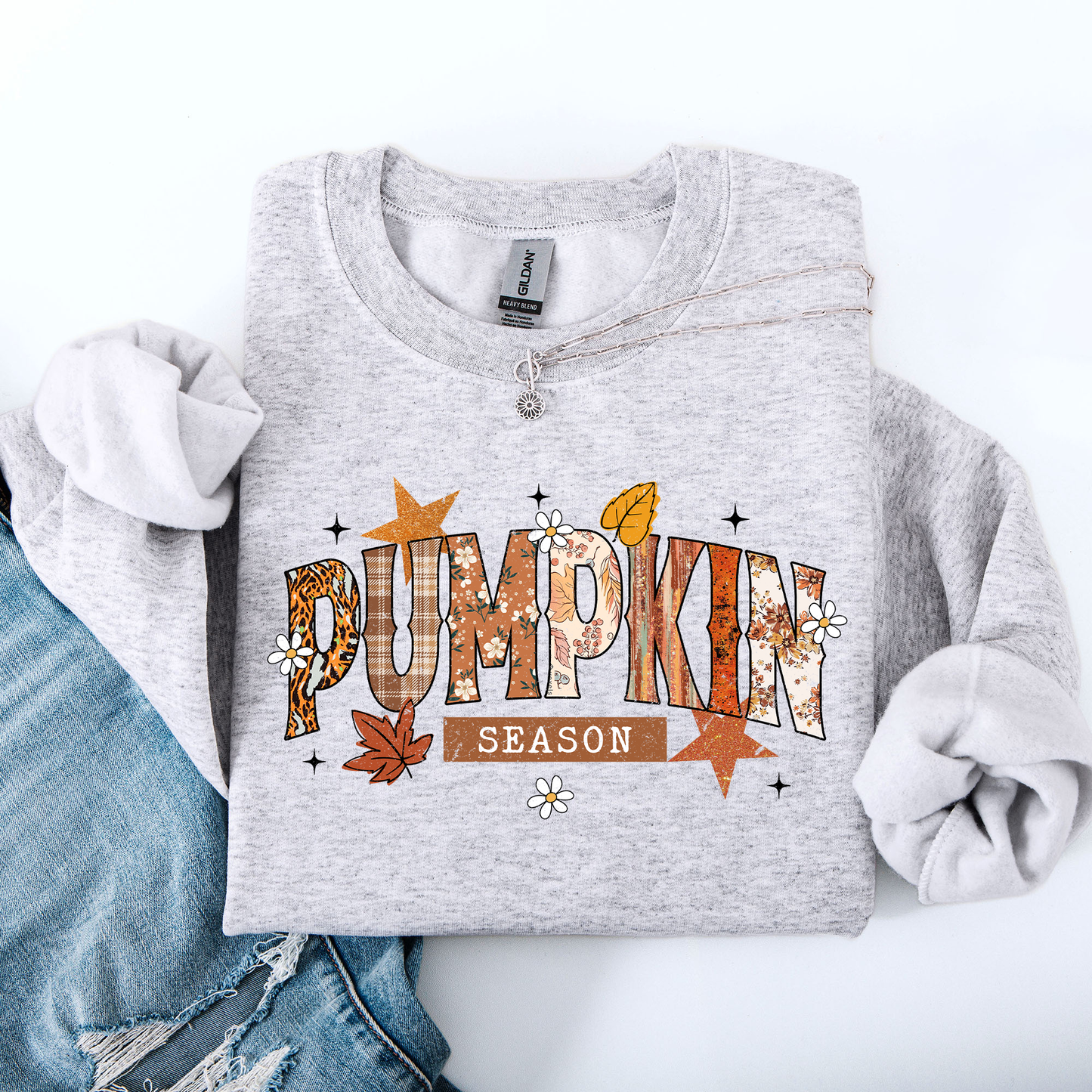 Pumpkin Season, Stars and Leaves, Autumn, Fall Sweatshirt