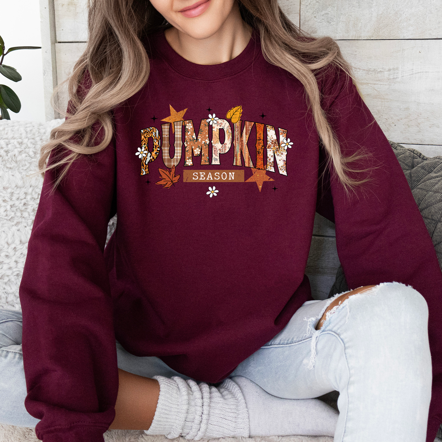 Pumpkin Season, Stars and Leaves, Autumn, Fall Sweatshirt