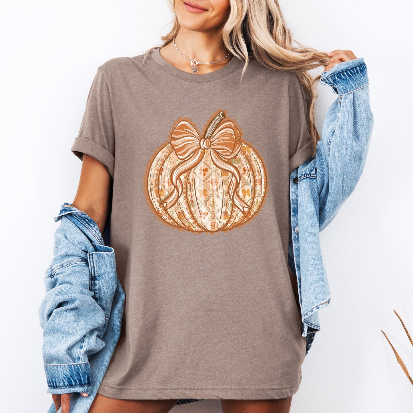 Pumpkin, Faux Lace, Coquette, Pattern, Halloween, Autumn, Fall, Tshirt