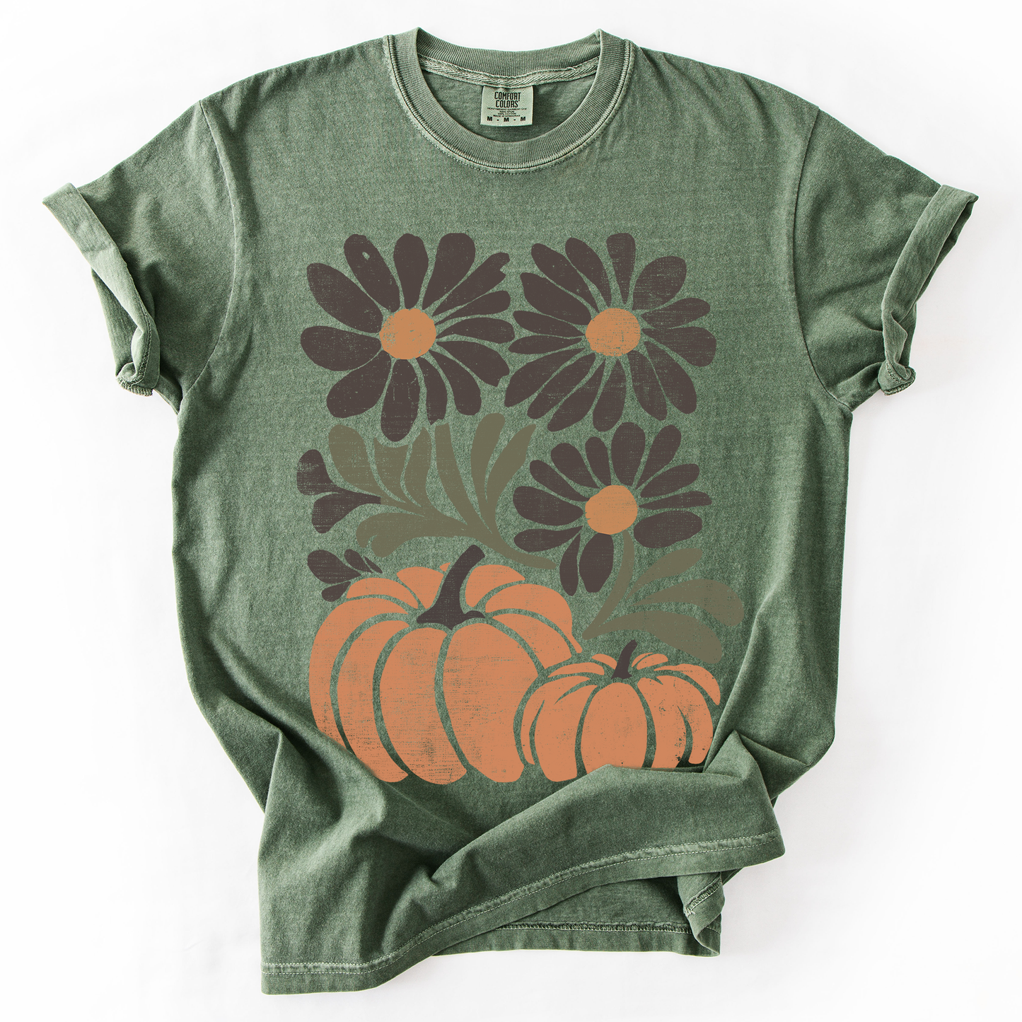 Pumpkins and Flowers, Watercolor, Halloween, Beautiful, Autumn, Fall, Comfort Colors T-Shirt