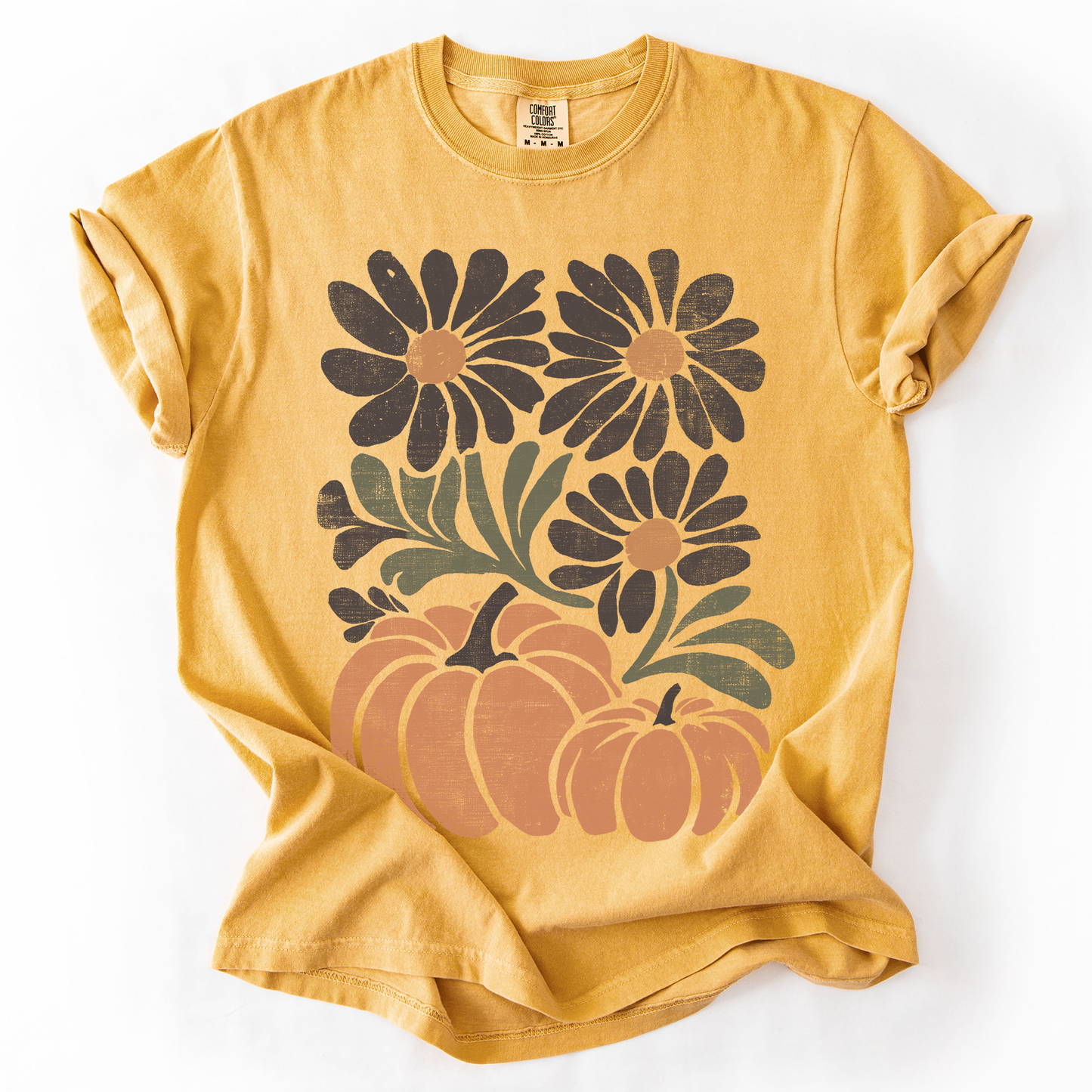 Pumpkins and Flowers, Watercolor, Halloween, Beautiful, Autumn, Fall, Comfort Colors T-Shirt