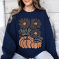 Pumpkins and Flowers, Watercolor, Halloween, Beautiful, Autumn, Fall Sweatshirt
