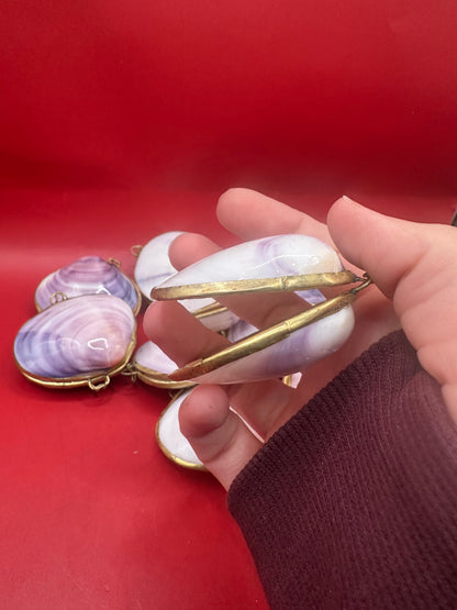 Purple Clam Shell Coin Purse - Coastal Accessory 2.25"