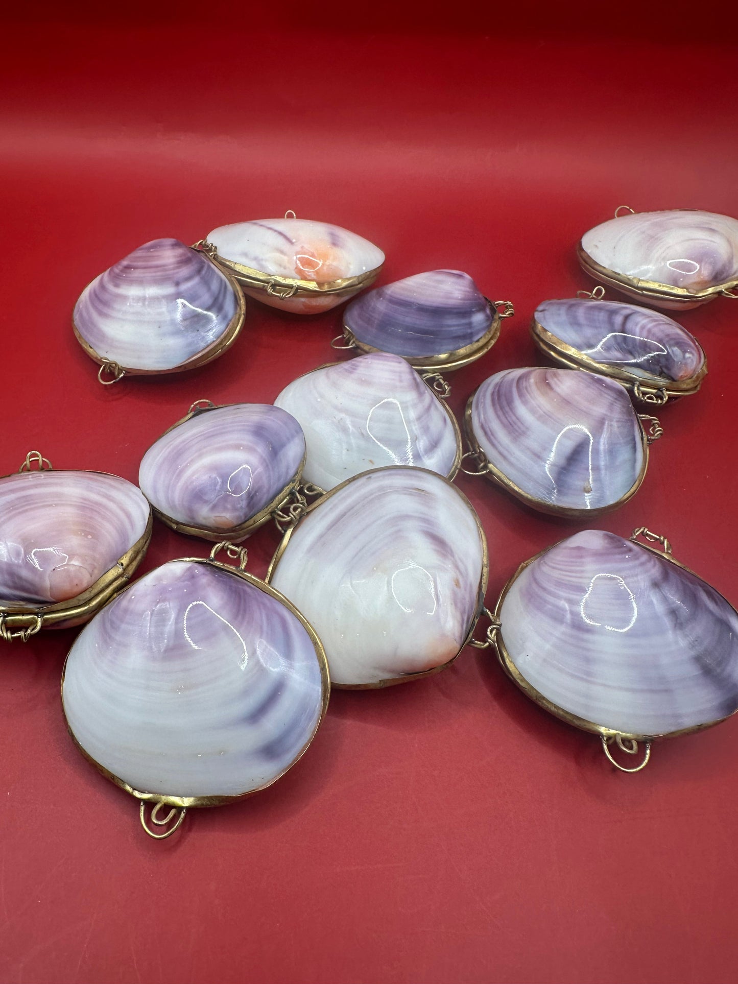 Purple Clam Shell Coin Purse - Coastal Accessory 2.25"