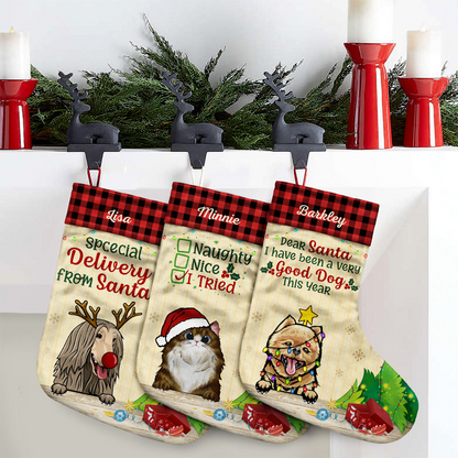 On The Naughty List And I Regret Nothing Cat Dog - Personalized Custom Christmas Stocking - Gift For Dog Lovers & Cat Lovers