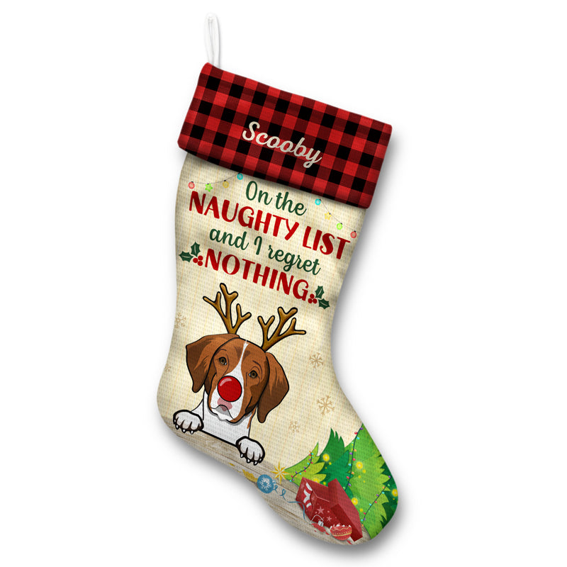 On The Naughty List And I Regret Nothing Cat Dog - Personalized Custom Christmas Stocking - Gift For Dog Lovers & Cat Lovers