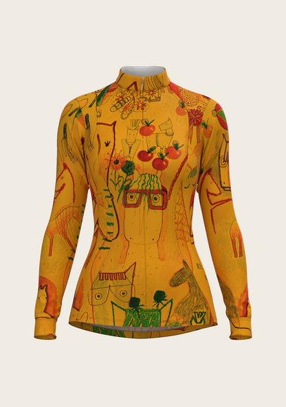 The Horse Fair in Ochre Quarter Zip Sun Shirt