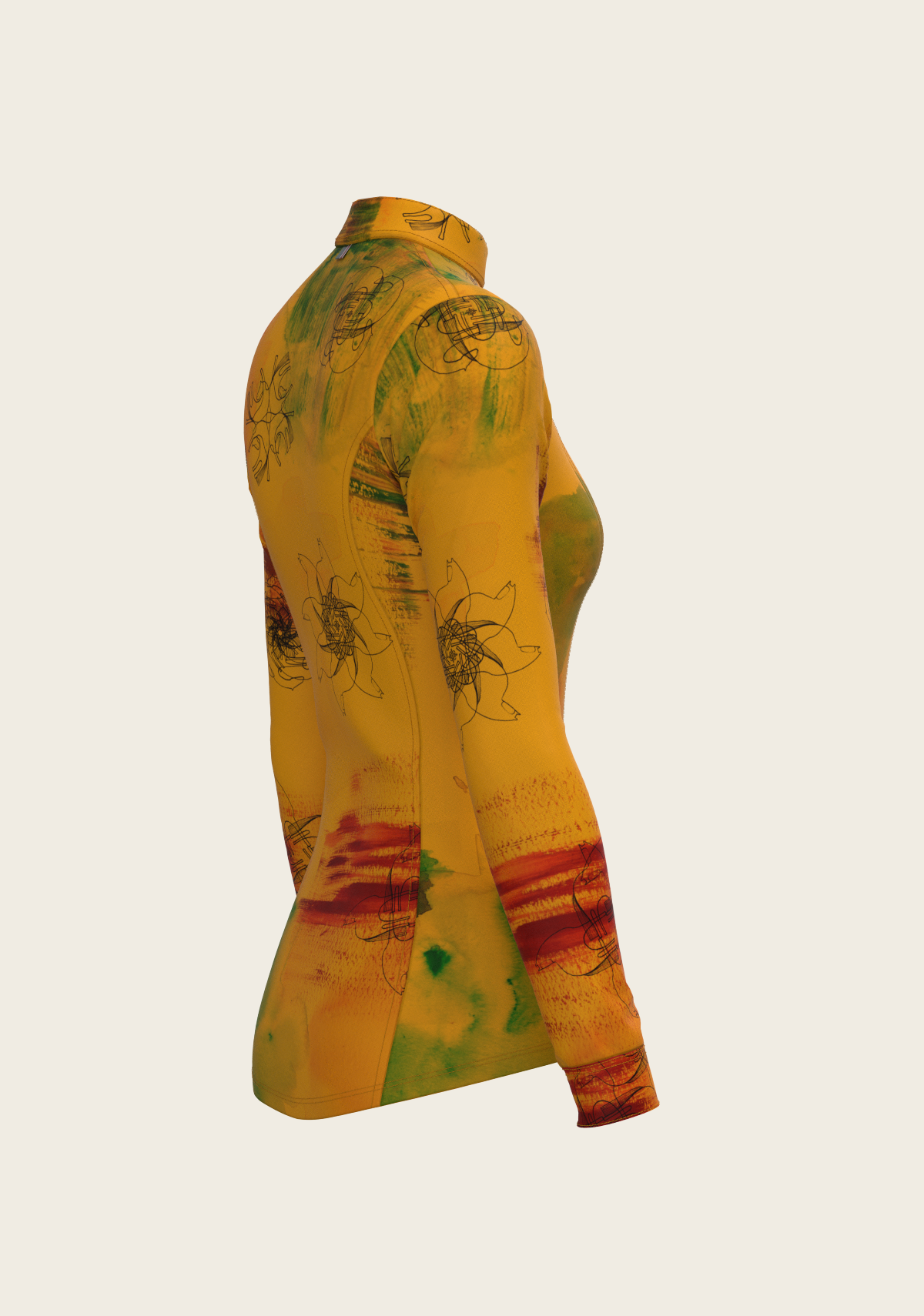 Horse Flower Fair in Ochre Quarter Zip Sun Shirt