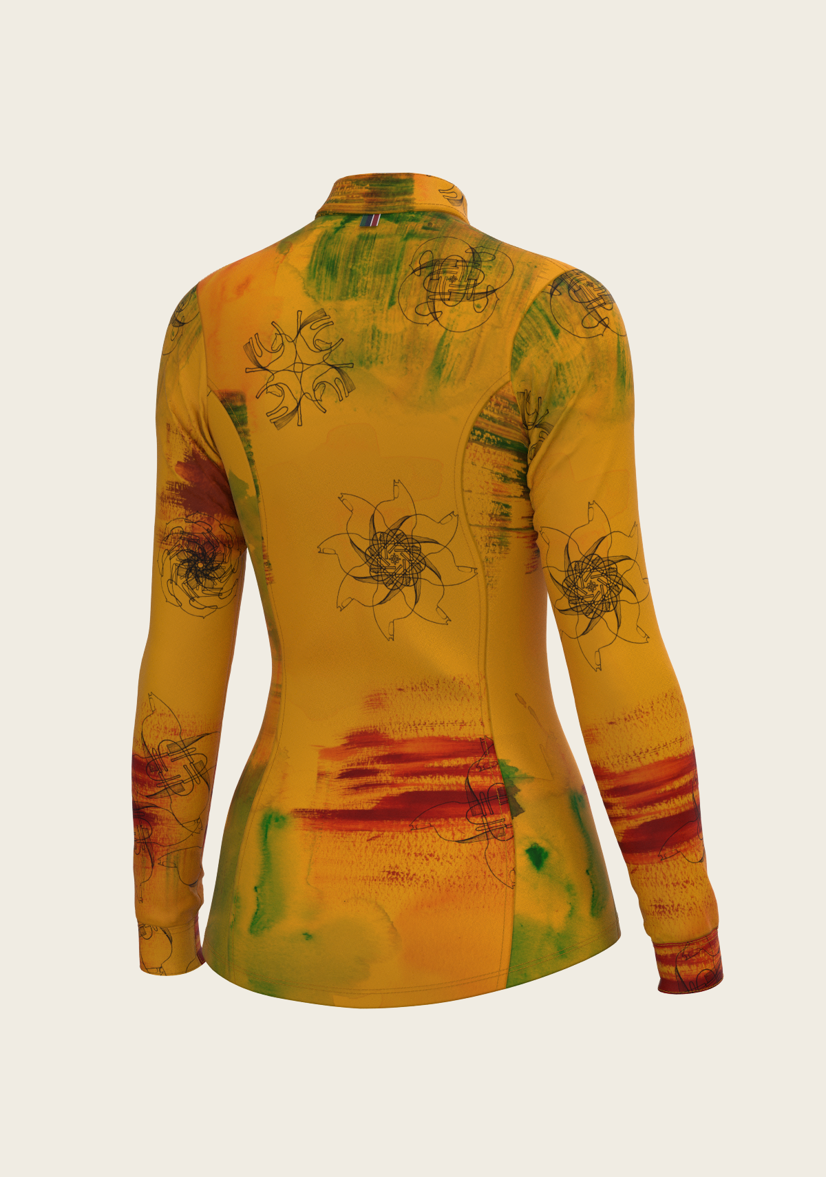 Horse Flower Fair in Ochre Quarter Zip Sun Shirt