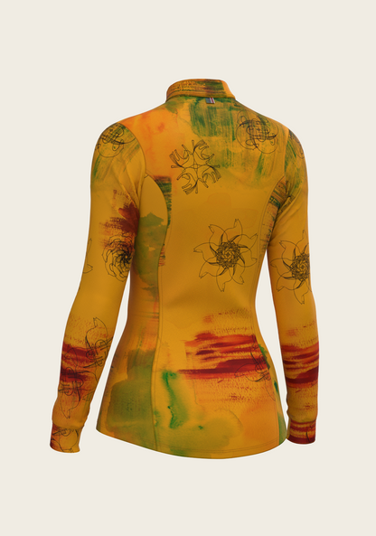 Horse Flower Fair in Ochre Quarter Zip Sun Shirt