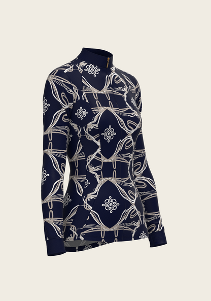 Roped Bridles on Navy Quarter Zip Sun Shirt
