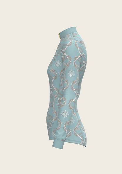 Roped Bridles on Sky Blue Quarter Zip Sun Shirt