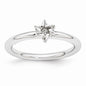 Rhodium Plated Sterling Silver Stackable 7mm Star of David Ring