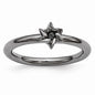 Black Plated Sterling Silver Stackable 7mm Star of David Ring